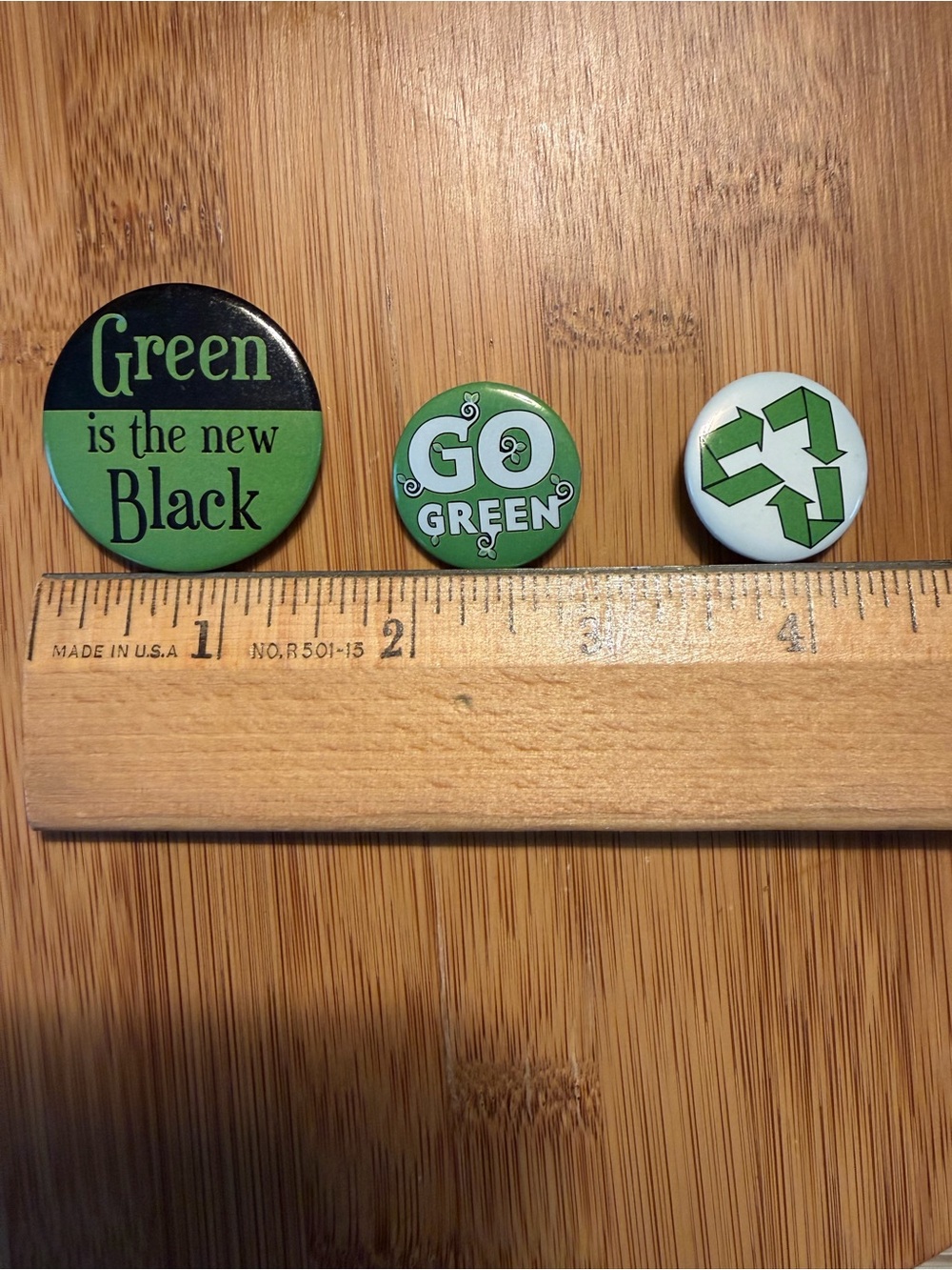 Go Green Eco-Friendly Pinback Button Set (3-Pack) - - Picture 11 of 12